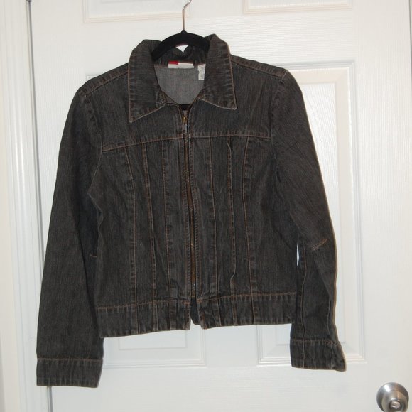 Faded Glory 1972 Women's Dark Blue Denim Zipper Front Jacket Size Large - Picture 1 of 16